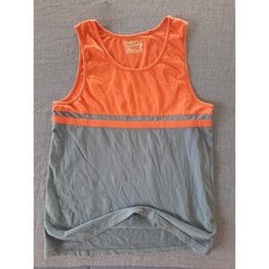 Faherty Sunwashed Organic Cotton Tank Top Mens Small Orange Blue Colorblock